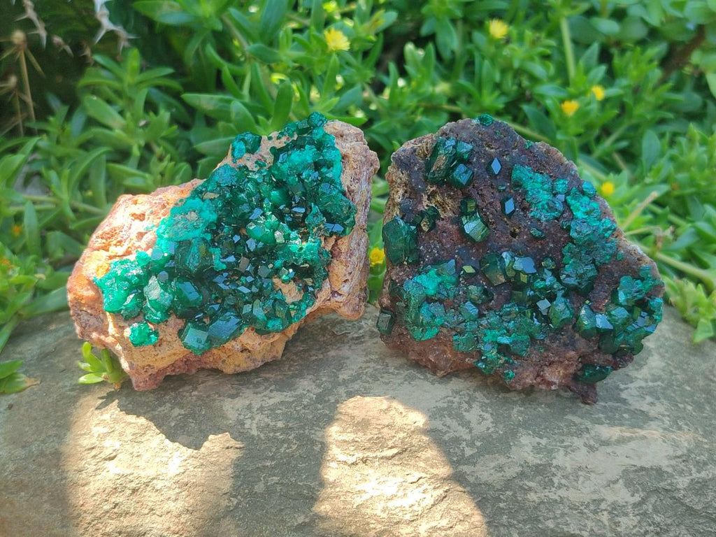 Natural Dioptase Specimens on Dolomite Matrix x 3 From Tantara Mine, Congo - Toprock Gemstones and Minerals 