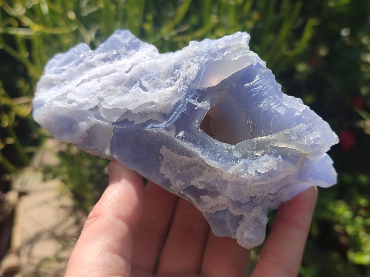 Natural Etched Blue Chalcedony Specimens x 3 From Nsanje, Malawi - Toprock Gemstones and Minerals 