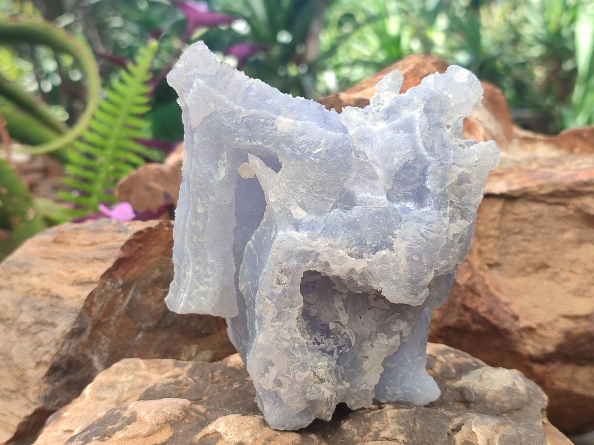 Natural Etched Blue Chalcedony Specimens x 3 From Nsanje, Malawi - Toprock Gemstones and Minerals 