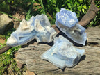 Natural Etched Blue Chalcedony Specimens x 3 From Nsanje, Malawi - Toprock Gemstones and Minerals 