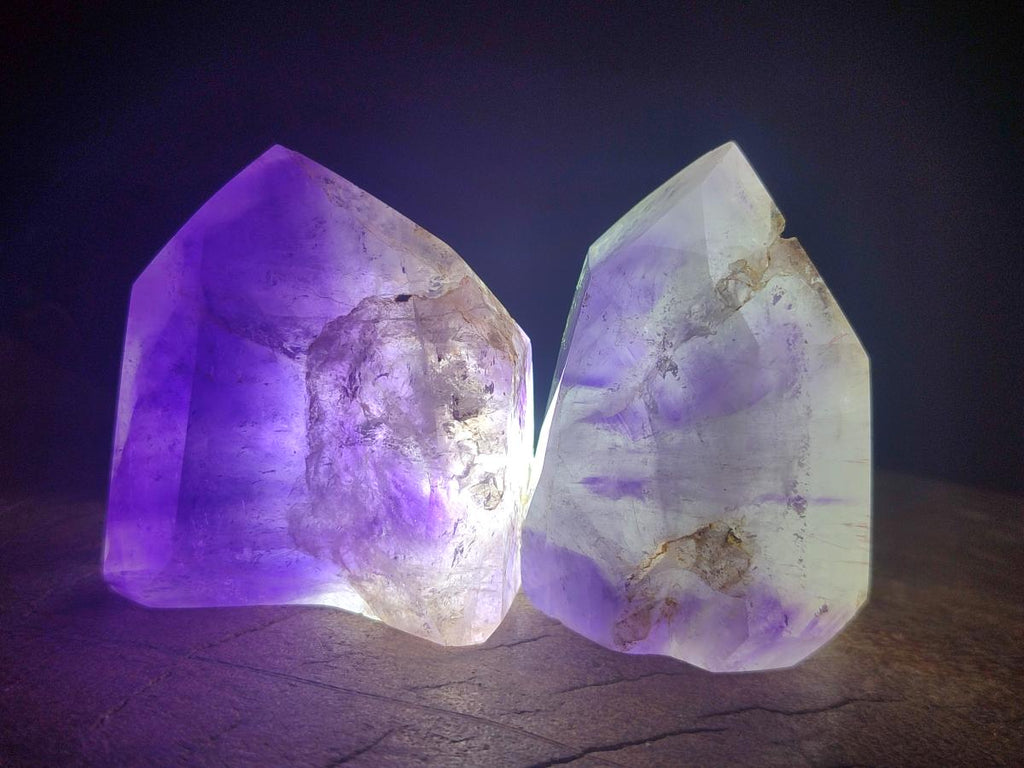 Polished Skeletal Window Amethyst Crystals x 12 From Akansobe, Madagascar - Toprock Gemstones and Minerals 