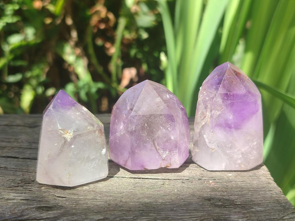 Polished Skeletal Window Amethyst Crystals x 12 From Akansobe, Madagascar - Toprock Gemstones and Minerals 
