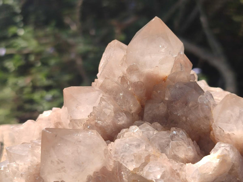 Natural Large Cascading White Phantom Pearly Clear Smokey Luena Quartz Clusters x 2 From Luena, Congo - Toprock Gemstones and Minerals 