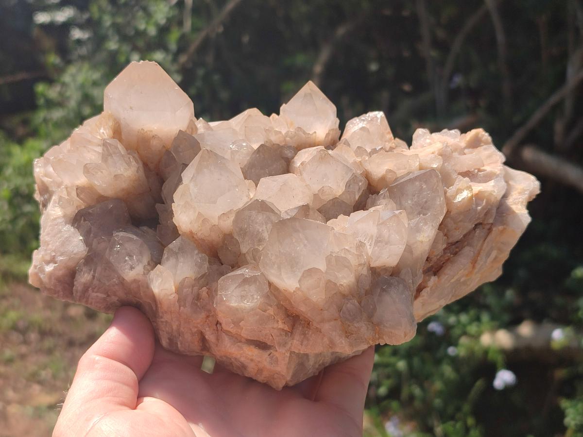 Natural Large Cascading White Phantom Pearly Clear Smokey Luena Quartz Clusters x 2 From Luena, Congo - Toprock Gemstones and Minerals 