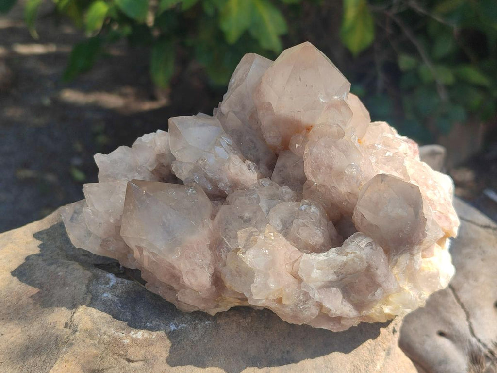 Natural Large Cascading White Phantom Pearly Clear Smokey Luena Quartz Clusters x 2 From Luena, Congo - Toprock Gemstones and Minerals 
