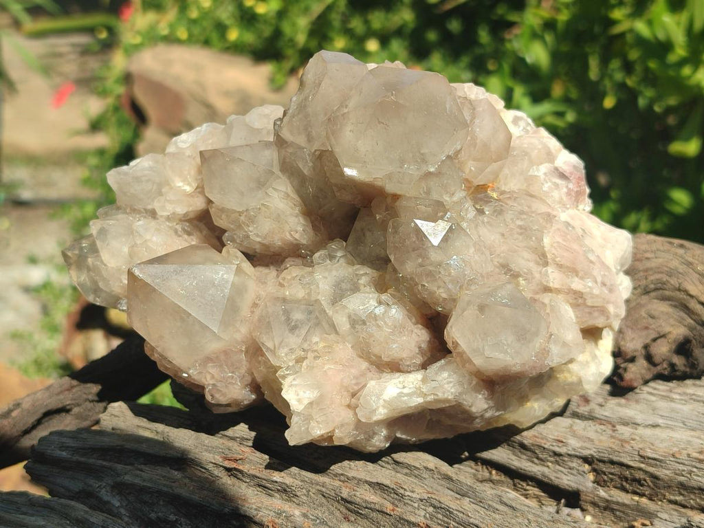 Natural Large Cascading White Phantom Pearly Clear Smokey Luena Quartz Clusters x 2 From Luena, Congo - Toprock Gemstones and Minerals 