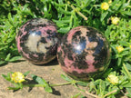 Polished Rhodonite Gemstone Spheres x 4 From Ambindavato, Madagascar - Toprock Gemstones and Minerals 