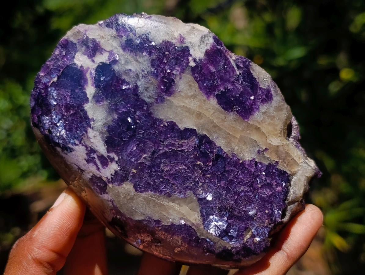 Polished One Side Silver Leaf Lepidolite Domed Nodules x 4 From Zimbabwe - Toprock Gemstones and Minerals 