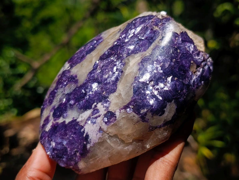 Polished One Side Silver Leaf Lepidolite Domed Nodules x 4 From Zimbabwe - Toprock Gemstones and Minerals 