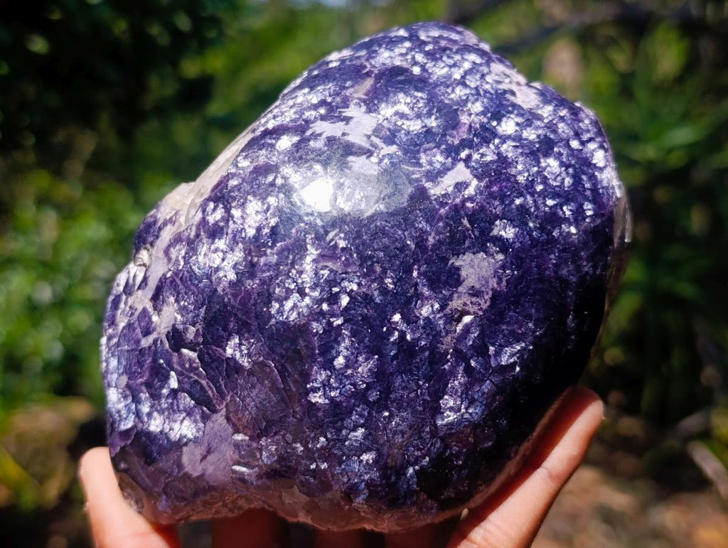 Polished One Side Silver Leaf Lepidolite Domed Nodules x 4 From Zimbabwe - Toprock Gemstones and Minerals 