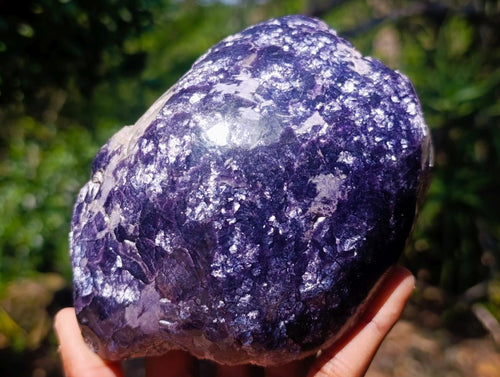 Polished One Side Silver Leaf Lepidolite Domed Nodules x 4 From Zimbabwe - Toprock Gemstones and Minerals 