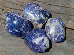 Polished One Side Silver Leaf Lepidolite Domed Nodules x 4 From Zimbabwe - Toprock Gemstones and Minerals 