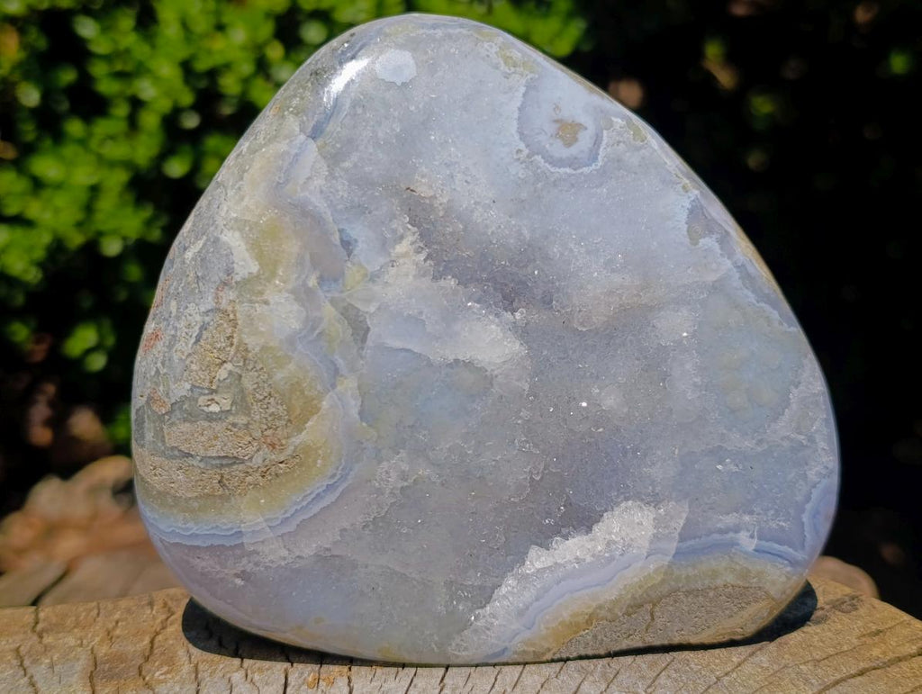 Polished and Natural Blue Lace Agate Standing Display Pieces x 2 From Nsanje, Malawi - Toprock Gemstones and Minerals 