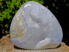 Polished and Natural Blue Lace Agate Standing Display Pieces x 2 From Nsanje, Malawi - Toprock Gemstones and Minerals 
