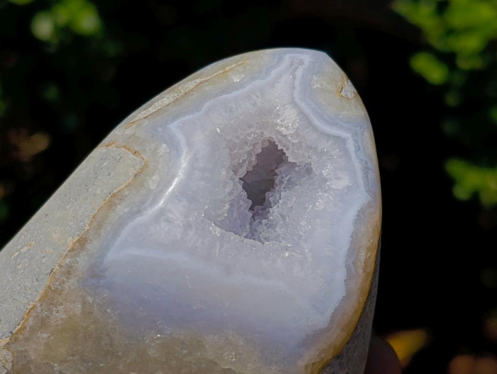 Polished and Natural Blue Lace Agate Standing Display Pieces x 2 From Nsanje, Malawi - Toprock Gemstones and Minerals 