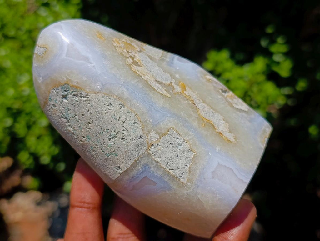 Polished and Natural Blue Lace Agate Standing Display Pieces x 2 From Nsanje, Malawi - Toprock Gemstones and Minerals 