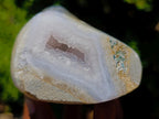 Polished and Natural Blue Lace Agate Standing Display Pieces x 2 From Nsanje, Malawi - Toprock Gemstones and Minerals 