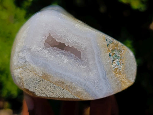 Polished and Natural Blue Lace Agate Standing Display Pieces x 2 From Nsanje, Malawi - Toprock Gemstones and Minerals 