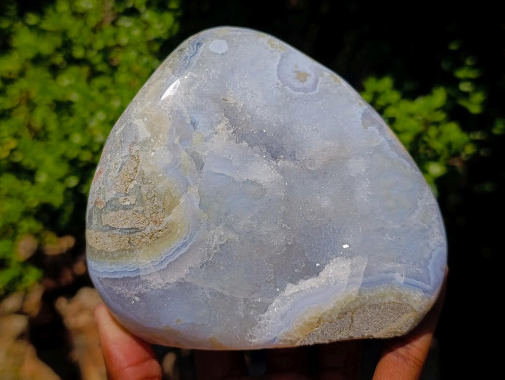 Polished and Natural Blue Lace Agate Standing Display Pieces x 2 From Nsanje, Malawi - Toprock Gemstones and Minerals 