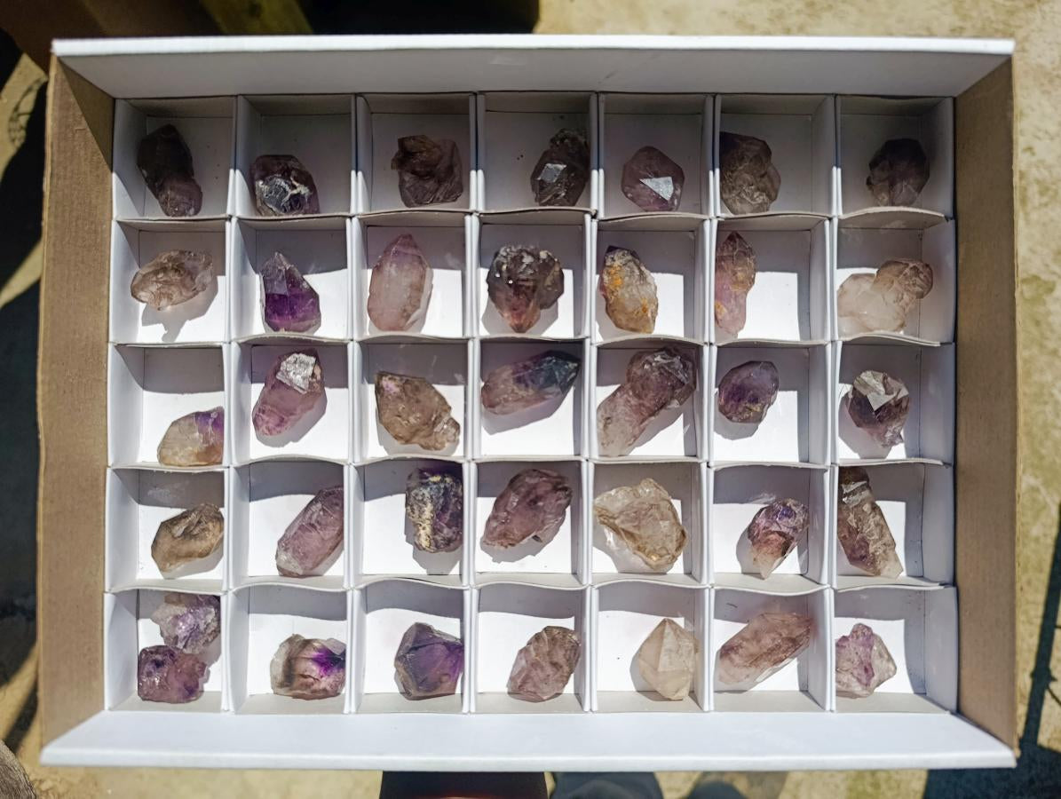 Natural Smokey Window Amethyst Crystals x 35 From Chiredzi, Zimbabwe - Toprock Gemstones and Minerals 