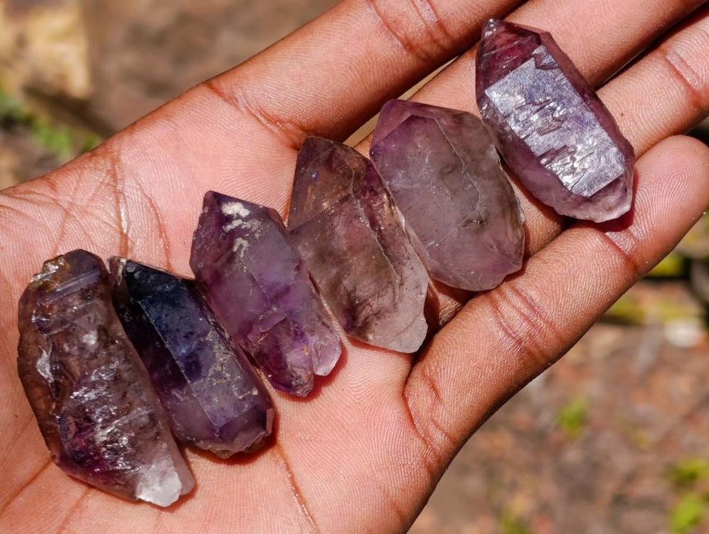 Natural Smokey Window Amethyst Crystals x 35 From Chiredzi, Zimbabwe - Toprock Gemstones and Minerals 