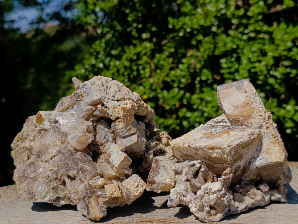 Natural Large Stacked Rhombohedral Calcite Specimens with Phosphorus Aragonite x 2 From Albert's Mountain, Lesotho - Toprock Gemstones and Minerals 