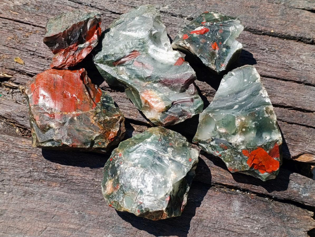 Natural Cobbed Bloodstone Specimens x 6 From Swaziland - Toprock Gemstones and Minerals 