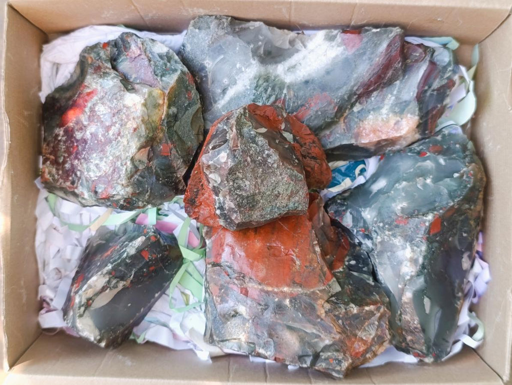 Natural Cobbed Bloodstone Specimens x 6 From Swaziland - Toprock Gemstones and Minerals 