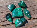 Polished and Natural Flower Banded Malachite Free Forms x 6 From Congo - Toprock Gemstones and Minerals 