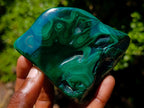 Polished and Natural Flower Banded Malachite Free Forms x 6 From Congo - Toprock Gemstones and Minerals 