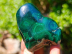 Polished and Natural Flower Banded Malachite Free Forms x 6 From Congo - Toprock Gemstones and Minerals 