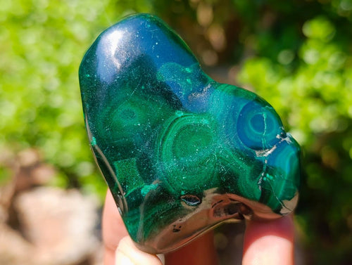 Polished and Natural Flower Banded Malachite Free Forms x 6 From Congo - Toprock Gemstones and Minerals 