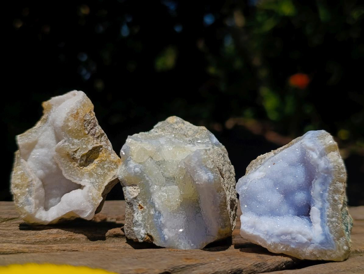 Natural Small Blue Lace Agate Geode Specimens x 35 From Nsanje, Malawi - Toprock Gemstones and Minerals 