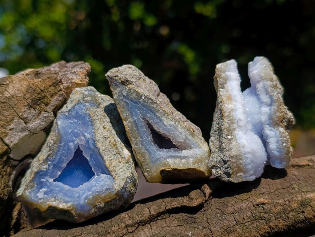 Natural Small Blue Lace Agate Geode Specimens x 35 From Nsanje, Malawi - Toprock Gemstones and Minerals 