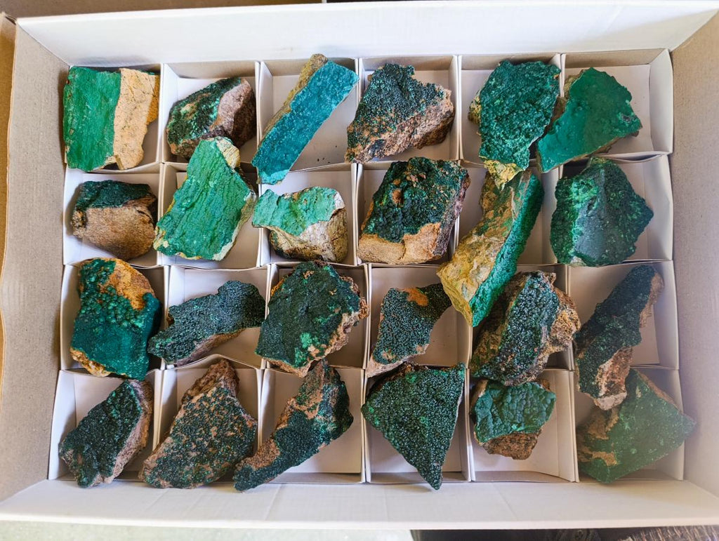 Natural Botryoidal Crystalline Malachite Specimens x 24 From Tenke Fungurume, Congo - Toprock Gemstones and Minerals 
