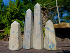 Polished Blue Spotted Spinel in Quartz Display Crystals x 4 From Madagascar - Toprock Gemstones and Minerals 