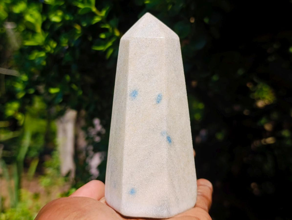 Polished Blue Spotted Spinel in Quartz Display Crystals x 4 From Madagascar - Toprock Gemstones and Minerals 