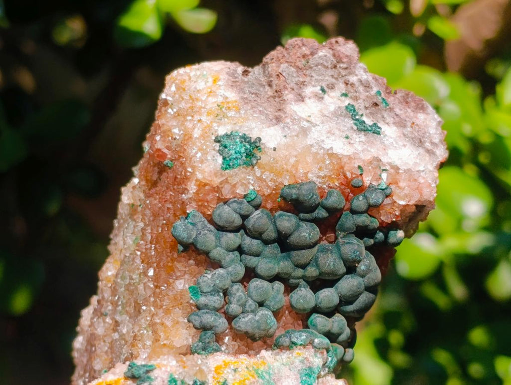 Natural Ball Malachite Specimen with Crystalline Quartz on Dolomite Matrix x 2 From Mindingi Mine, Kambove, Congo - Toprock Gemstones and Minerals 