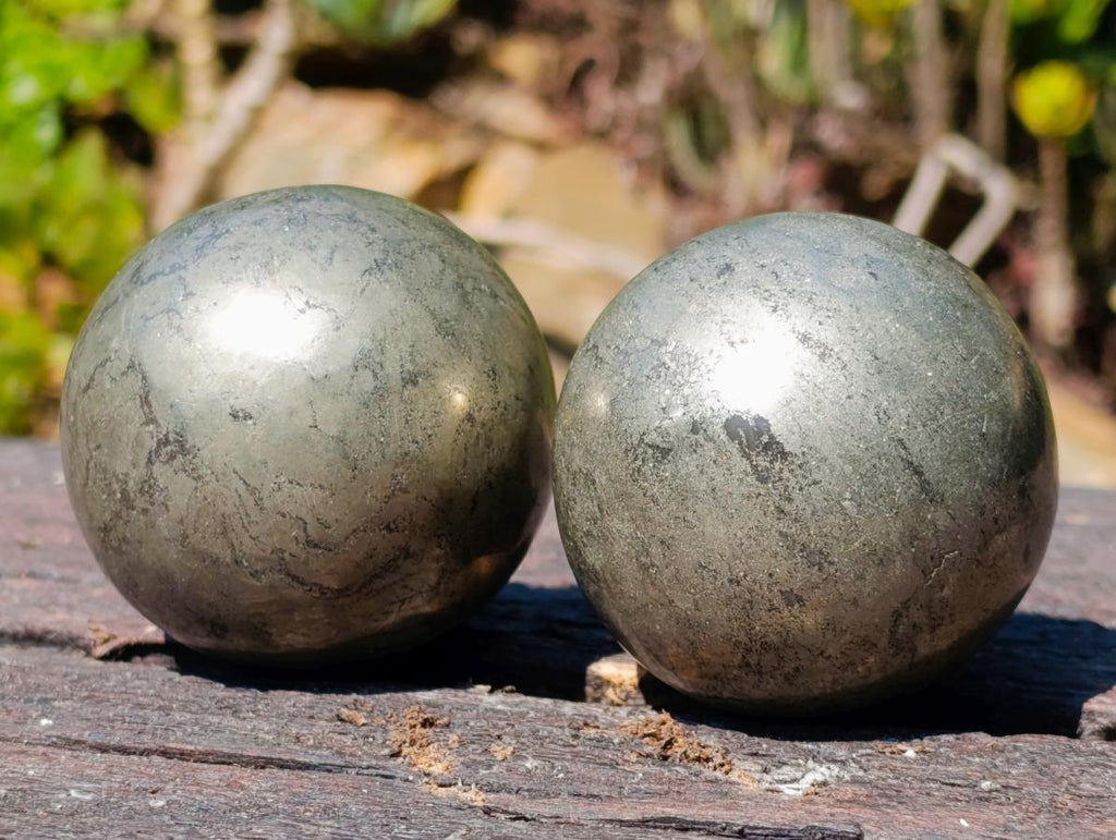Polished Basalt Pharaoh Stone Spheres x 3 From Iron Duke Mine, Zimbabwe - Toprock Gemstones and Minerals 