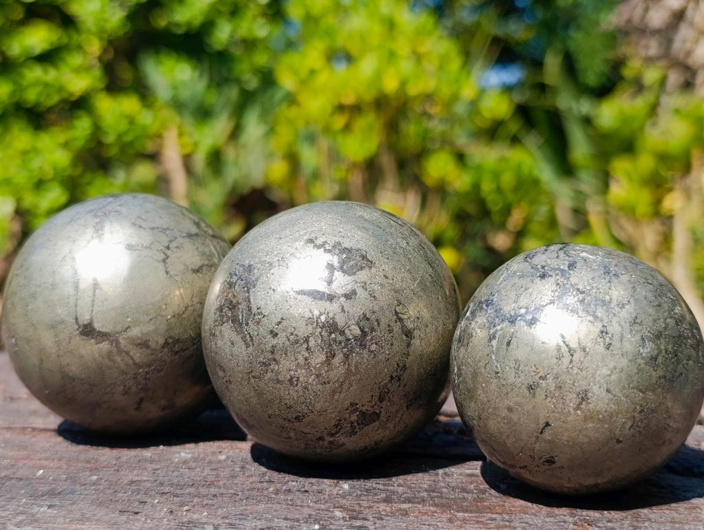 Polished Basalt Pharaoh Stone Spheres x 3 From Iron Duke Mine, Zimbabwe - Toprock Gemstones and Minerals 