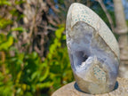 Polished and Natural Blue Lace Agate Standing Display Pieces x 2 From Nsanje, Malawi - Toprock Gemstones and Minerals 