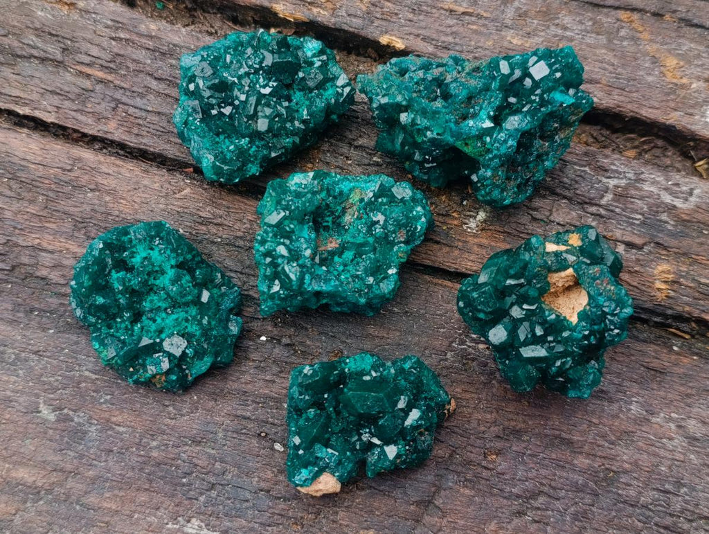 Natural Dioptase Specimens on Dolomite Matrix x 6 From Tantara Mine, Congo - Toprock Gemstones and Minerals 