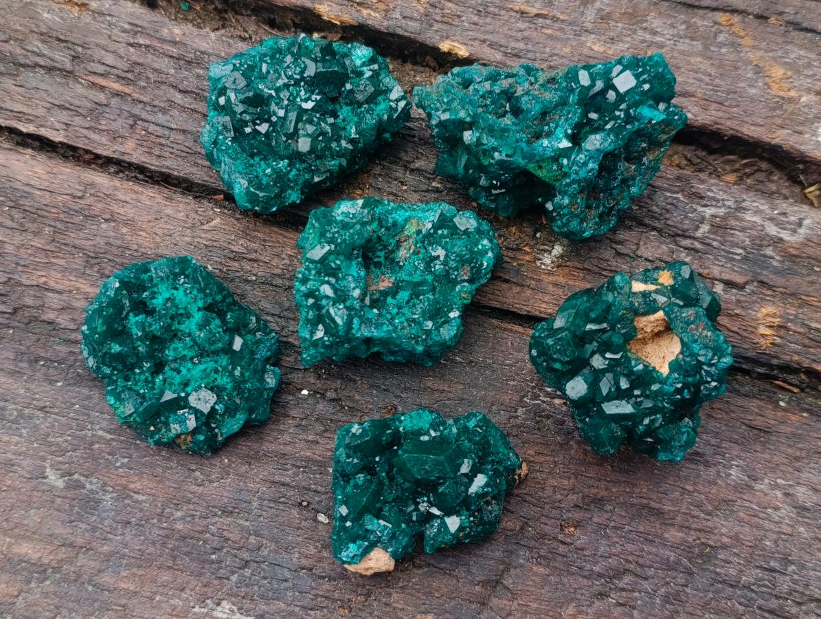 Natural Dioptase Specimens on Dolomite Matrix x 6 From Tantara Mine, Congo - Toprock Gemstones and Minerals 