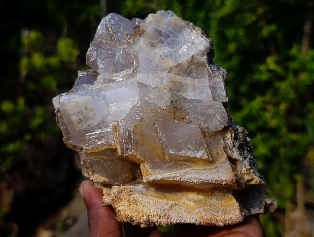 Natural Stacked Rhombohedral Calcite Specimens with Phosphorus Aragonite x 2 From Albert's Mountain, Lesotho - Toprock Gemstones and Minerals 