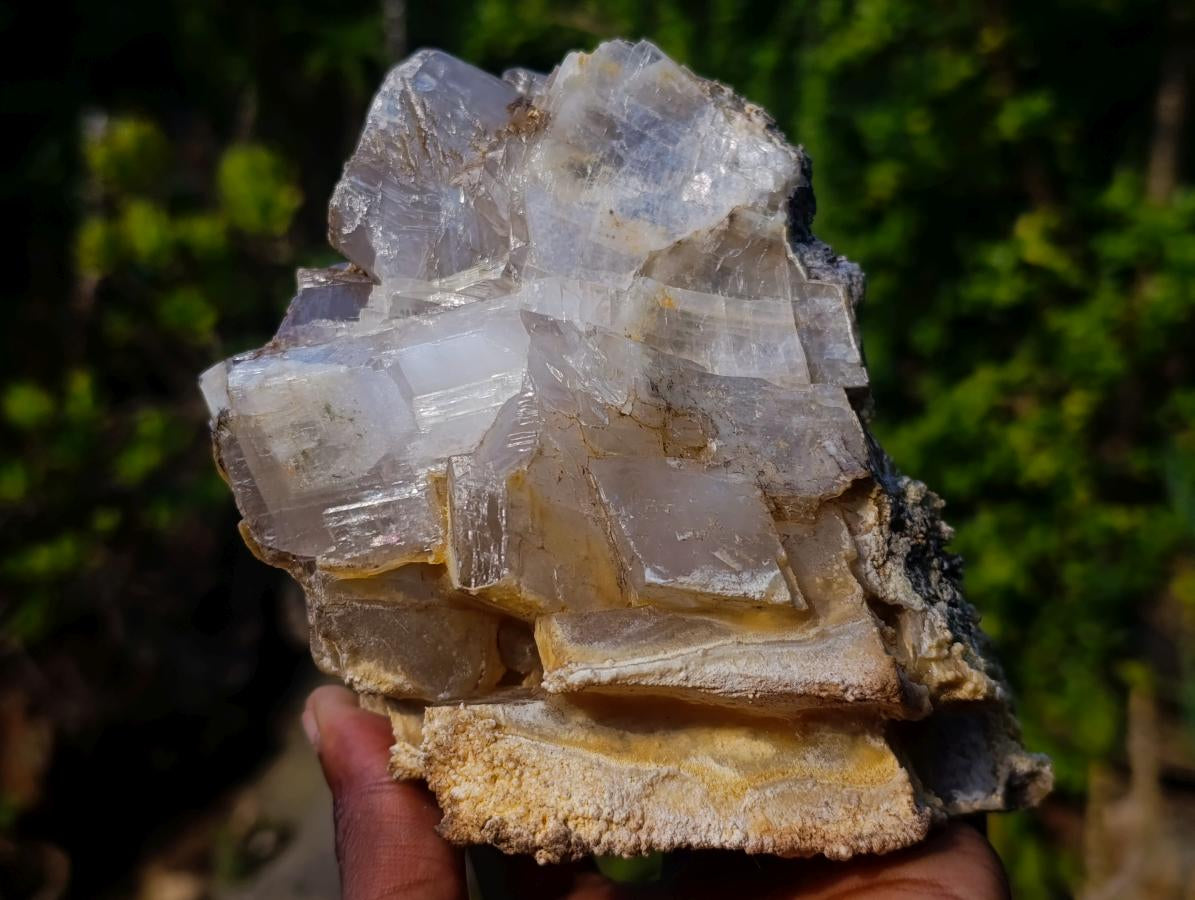 Natural Stacked Rhombohedral Calcite Specimens with Phosphorus Aragonite x 2 From Albert's Mountain, Lesotho - Toprock Gemstones and Minerals 