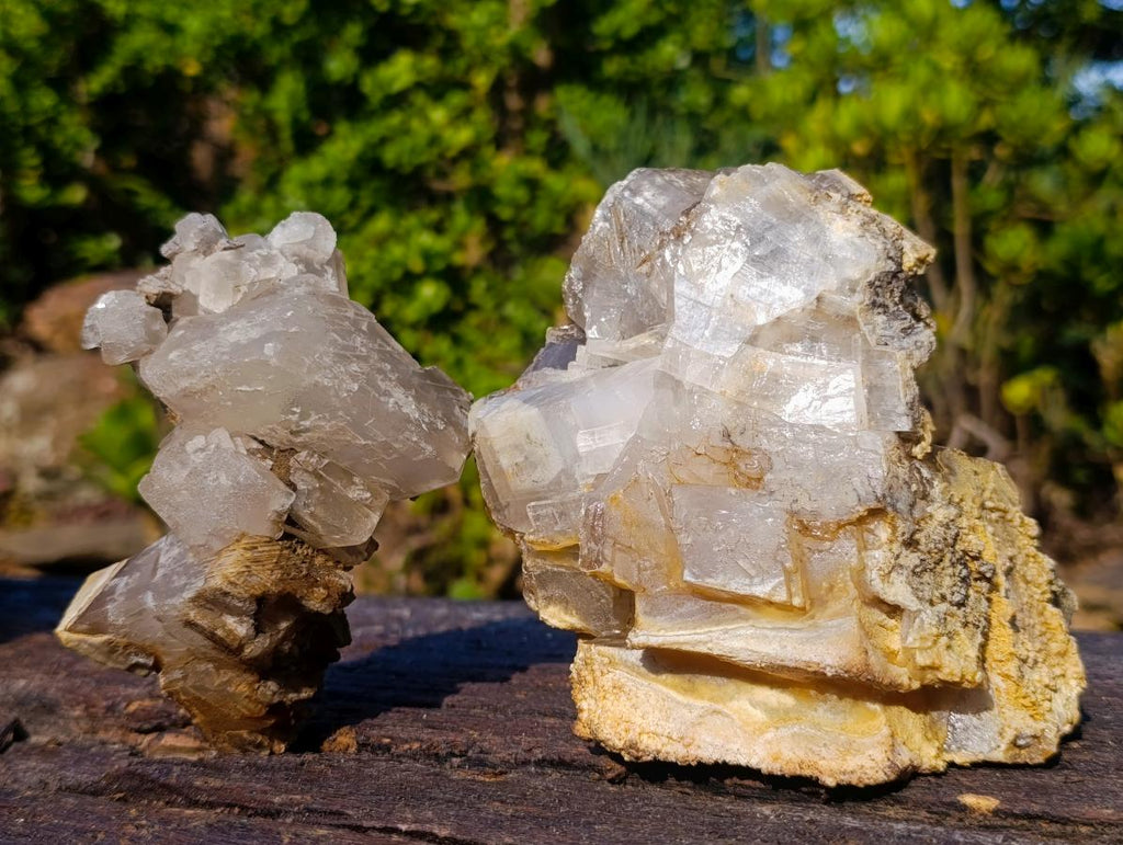 Natural Stacked Rhombohedral Calcite Specimens with Phosphorus Aragonite x 2 From Albert's Mountain, Lesotho - Toprock Gemstones and Minerals 