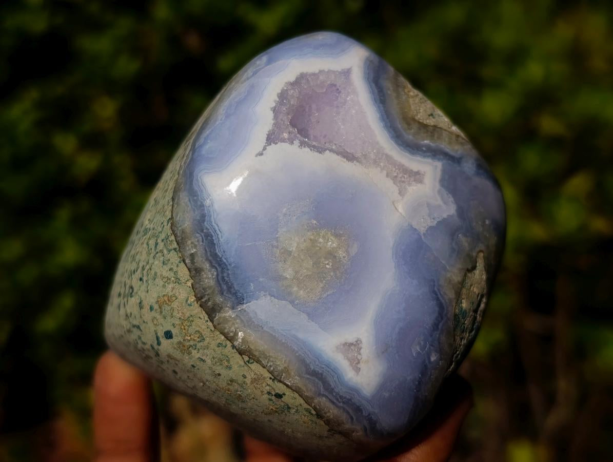 Polished Blue Lace Agate Standing Display Pieces x 2 From Nsanje, Malawi - Toprock Gemstones and Minerals 