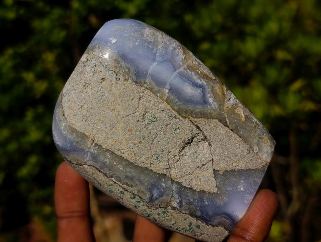 Polished Blue Lace Agate Standing Display Pieces x 2 From Nsanje, Malawi - Toprock Gemstones and Minerals 