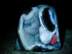 Polished and Natural Blue Lace Agate Standing Display Pieces with Dogtooth Calcite Crystals x 2 From Nsanje, Malawi - Toprock Gemstones and Minerals 