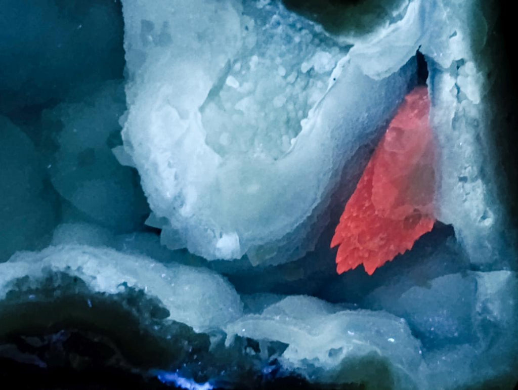 Polished and Natural Blue Lace Agate Standing Display Pieces with Dogtooth Calcite Crystals x 2 From Nsanje, Malawi - Toprock Gemstones and Minerals 